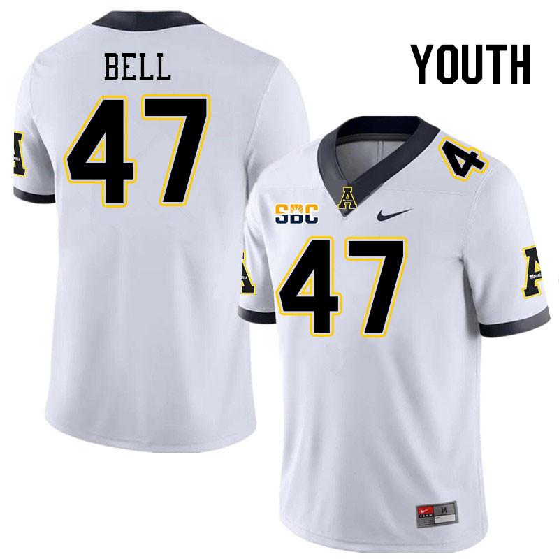 Youth #47 Romelo Bell Appalachian State Mountaineers College Football Jerseys Stitched Sale-White